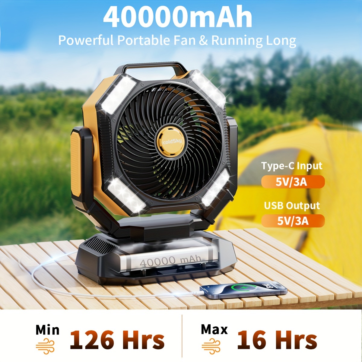 Power Outage Light - coldSky Campingventilator, op batterijen werkende ventilator