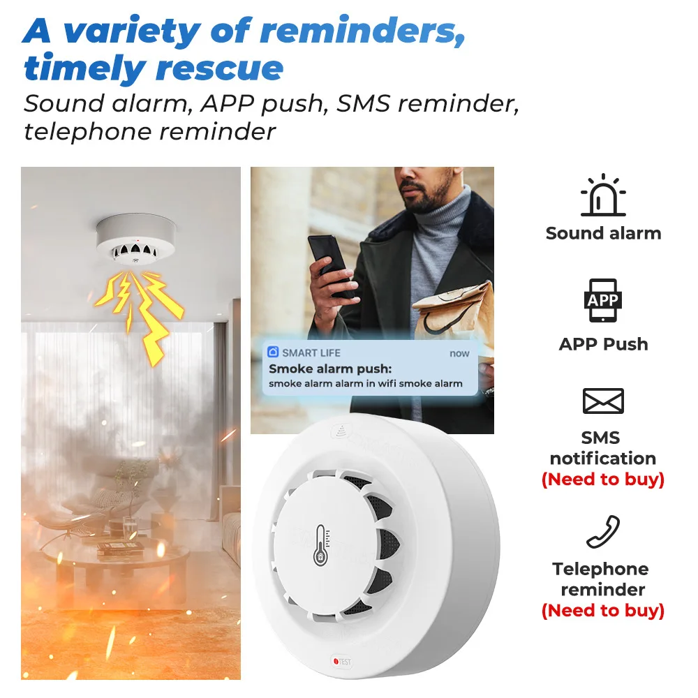 Tuya Wifi BT Rookmelder met tw - Smoke Detector Interconnected recensie en prijs