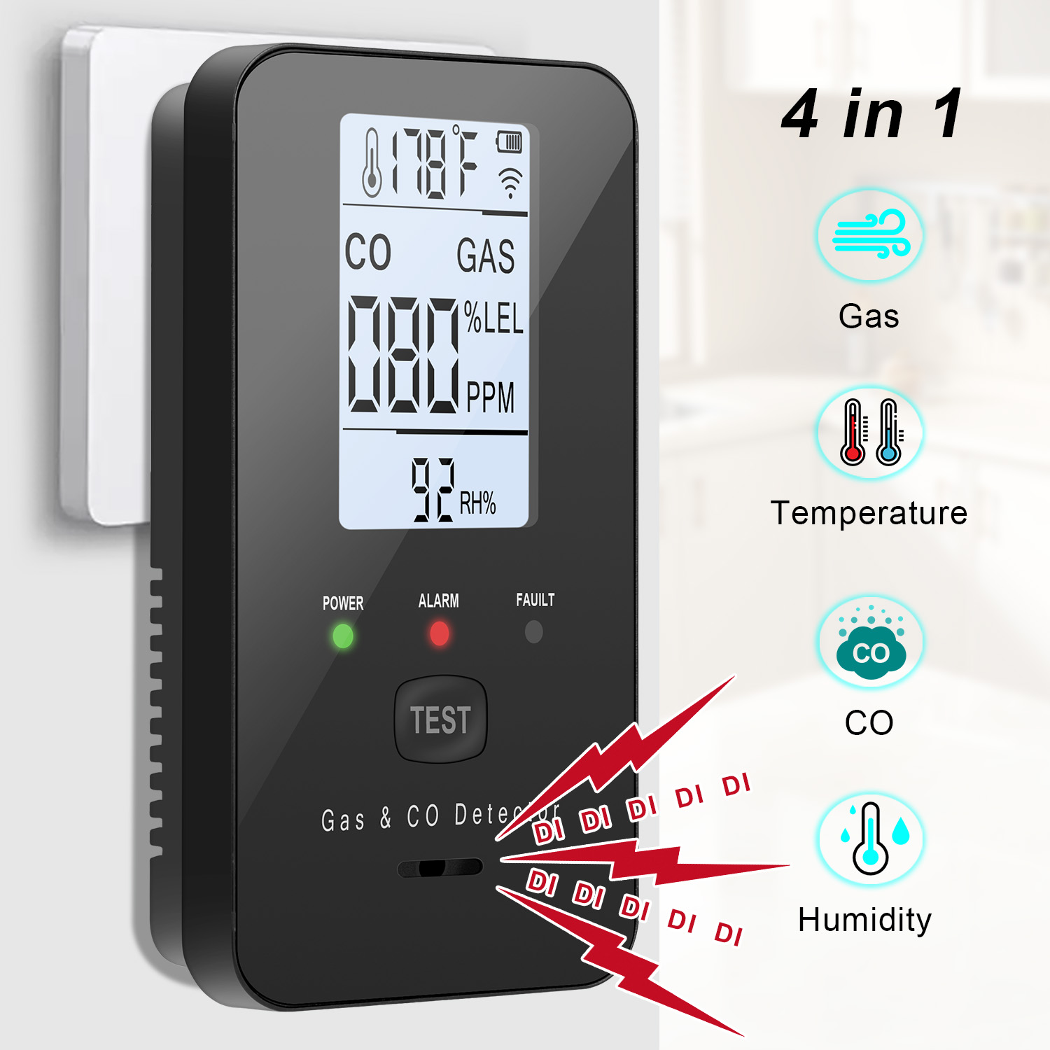 Aardgas- en koolmonoxidedetect - Co Detector Plug recensie en prijs