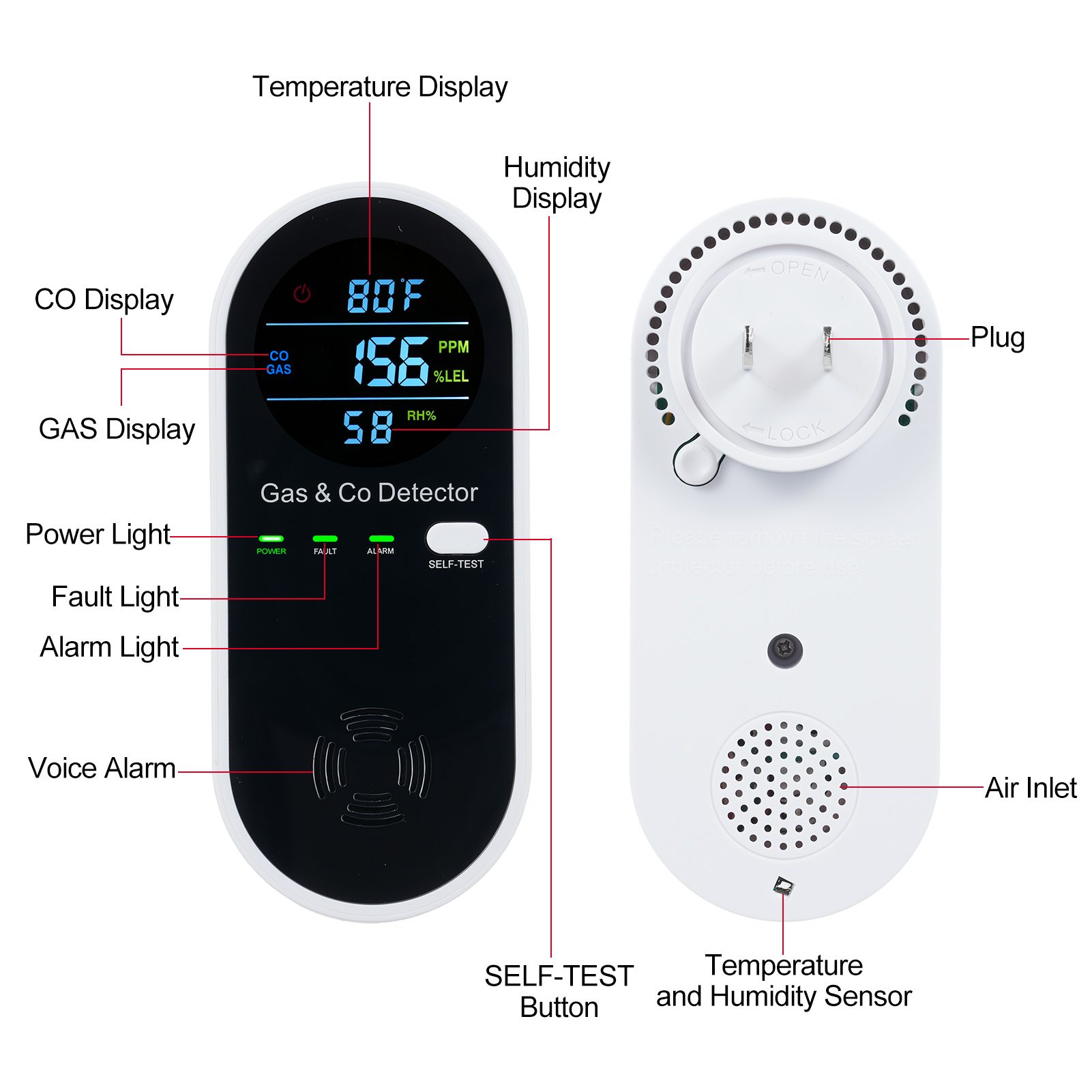 4-in-1 CO-monitoralarm met LCD - Co Detector Plug recensie en prijs